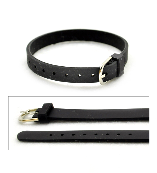 Silicone bracelet (1 pc) 8 mm width. - Black